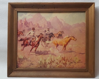 Vintage cowboy art | Etsy