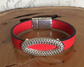 Candy Apple Red Leather bracelet