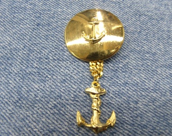 ANCHOR Navy 3, 2 cm - gold tone metal with chain