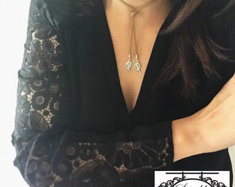 Suede Leaf Choker / Charm Choker Lariat / Suede Choker Lariat / Tie choker / Choker Necklace / Leaf Charm Choker