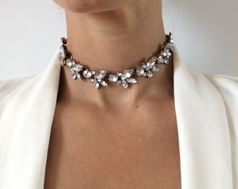 Rhinestone Choker Statement Necklace- "Choked"