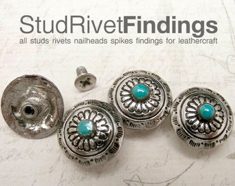 2PCS 16mm Zinc conchos Vintage Flower and Stamp Pattern Boarder Leathercrafts screw back Craft Rivet Stud
