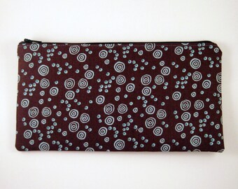 Brown and Blue Zipper Pouch, Gadget Bag, Pencil Pouch, Make Up Bag