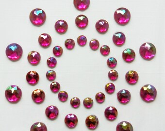 Set of 40 SELF-ADHESIVE RHINESTONES in Pink for Cardmaking & Scrapbooking