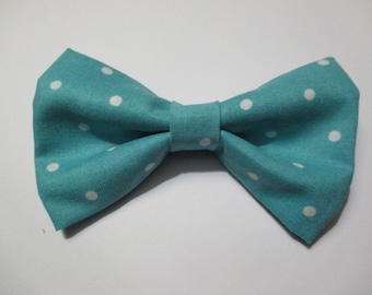 Nigel's Turquoise or Teal with White Polka Dot Bow Tie - Customer Request!