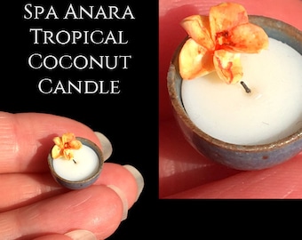 Luxury Tropical Spa Flower Candle Bowl - Elisabeth Causeret - After Dark - Artisan fully Handmade Miniature in 12th scale.