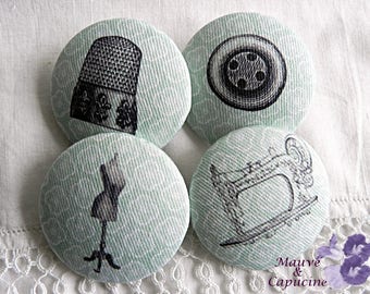 4 fabric buttons, retro fashion, 1.57 in / 40 mm