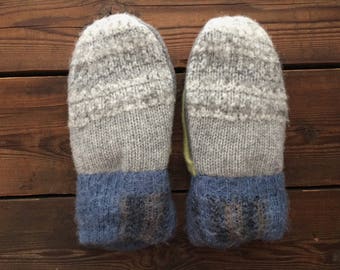 Felted Wool Mittens, Recycled from Sweaters, size Small