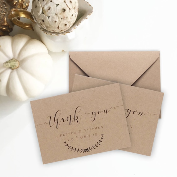 Wedding Thank Cards With Envelopes Mini Size Thank You Note