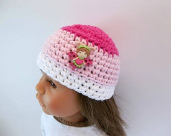 18 inch Doll Crochet Hat White, Light Pink, Dark Pink Flutterbug Accessories Toys