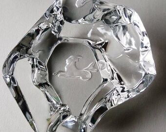 Val St. Lambert Crystal Capricorn Paperweight