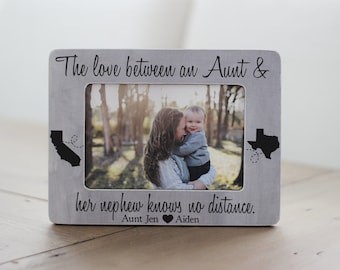 Long Distance Aunt Nephew States Frame Personalized GIFT Aunt Auntie Long Distance The Love Between an Aunt and Nephew Knows No Distance