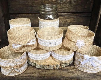 Set of 10 Mason jar sleeves, wedding decor, rustic wedding, wedding centerpieces, mason jar centerpieces, burlap mason jar sleeves,