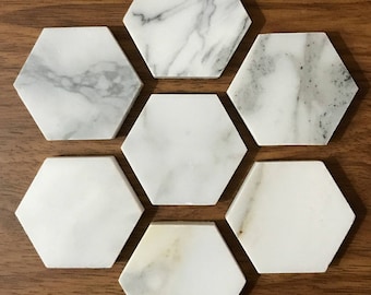 Calacatta Marble Magnets | Strong Magnets | Hexagon Magnets | Marble Magnets | Luxury Magnets | Set of 6