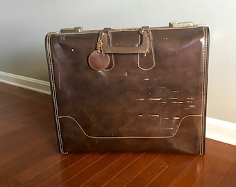 Vintage Suitcase - Brown Suitcase - Brown Briefcase - Retro Luggage - Mid Century Luggage - Retro Briefcase