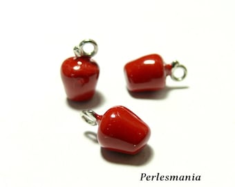2 pendants charm 2Y9602 red apples for jewelry making