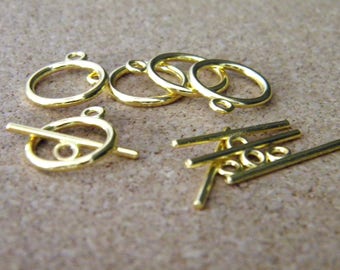 20 Golden - 15 mm x 2 mm AC28 metal toggle clasp set