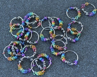 Niobium 1/2" (12 mm) "Pride" Hoop Earrings - A Whole Rainbow! 20g. LGBTQA jewelry, nickel-free and hypoallergenic.