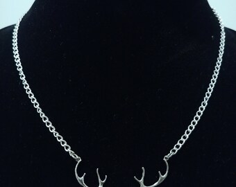 Bright Silver Antler Necklace