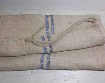 Vintage European Grain Sack - Blue Stripe