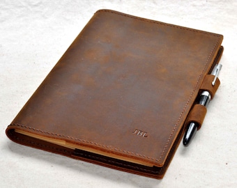Refillable Leather journal notebook leather book cover(Free stamp)