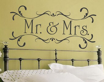 Mr and Mrs Wall Decal Couple Wall Decal Husband and Wife Decal Wedding Wall Decal Master Bedroom Wall Decal