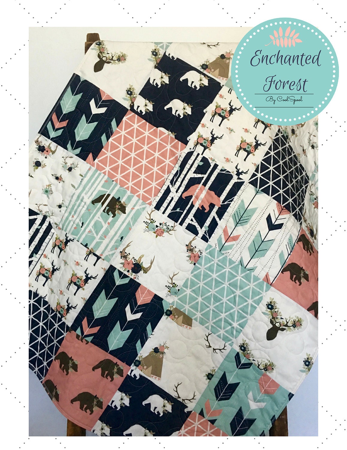 Baby Quilt Girl Woodland Nursery Bedding Crib Bedding Deer