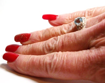 Blue topaz, blue topaz ring, sweetheart ring, birthstone ring, solitaire ring, blue, s 6 3/4 "Sweets for my sweet"