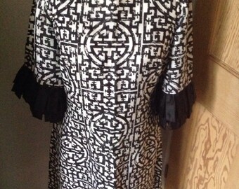 1950's Black and white rayon dress