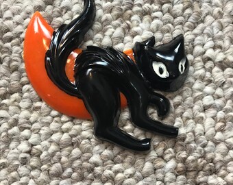 Vintage Black Cat Halloween Cake Topper