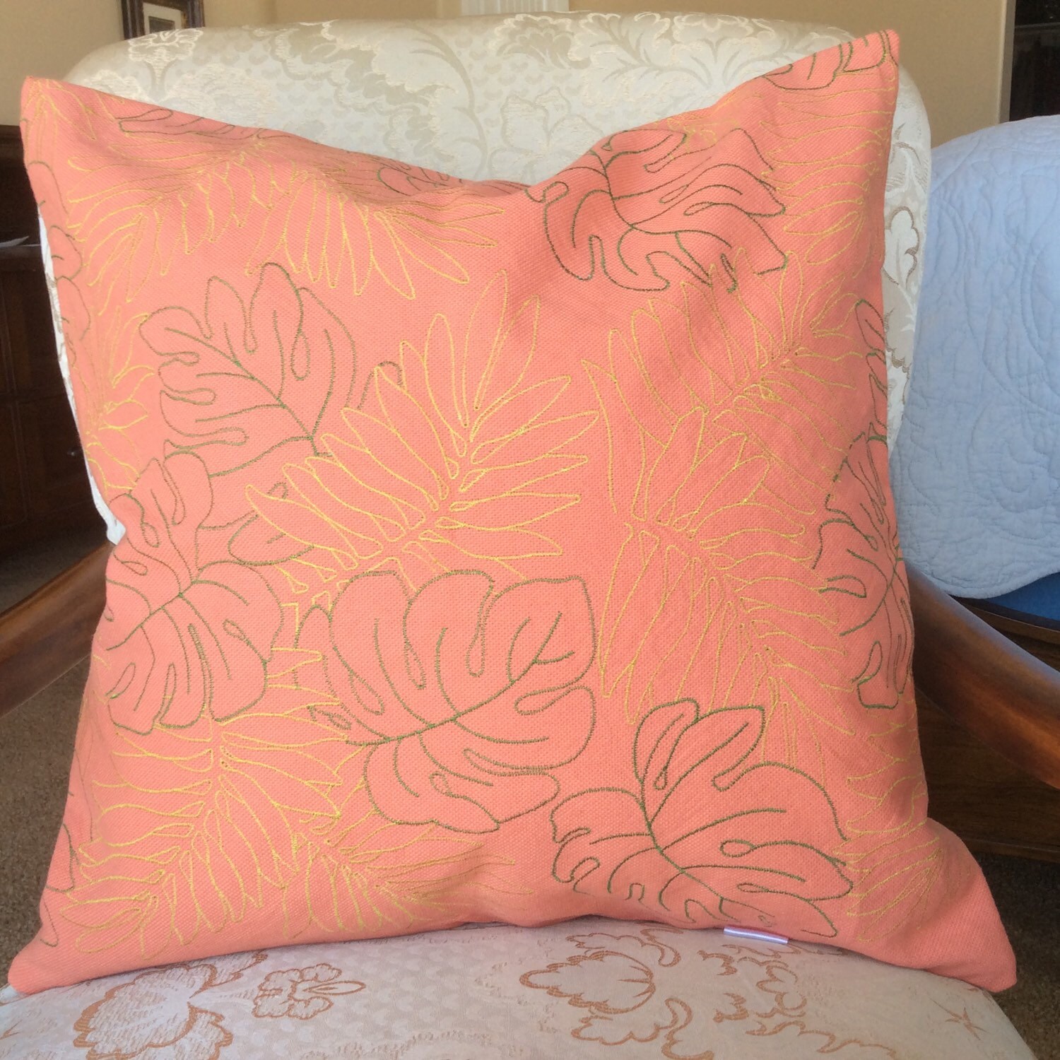 Peach PillowBig Floral Pillow Cushion Cover Accent Pillow