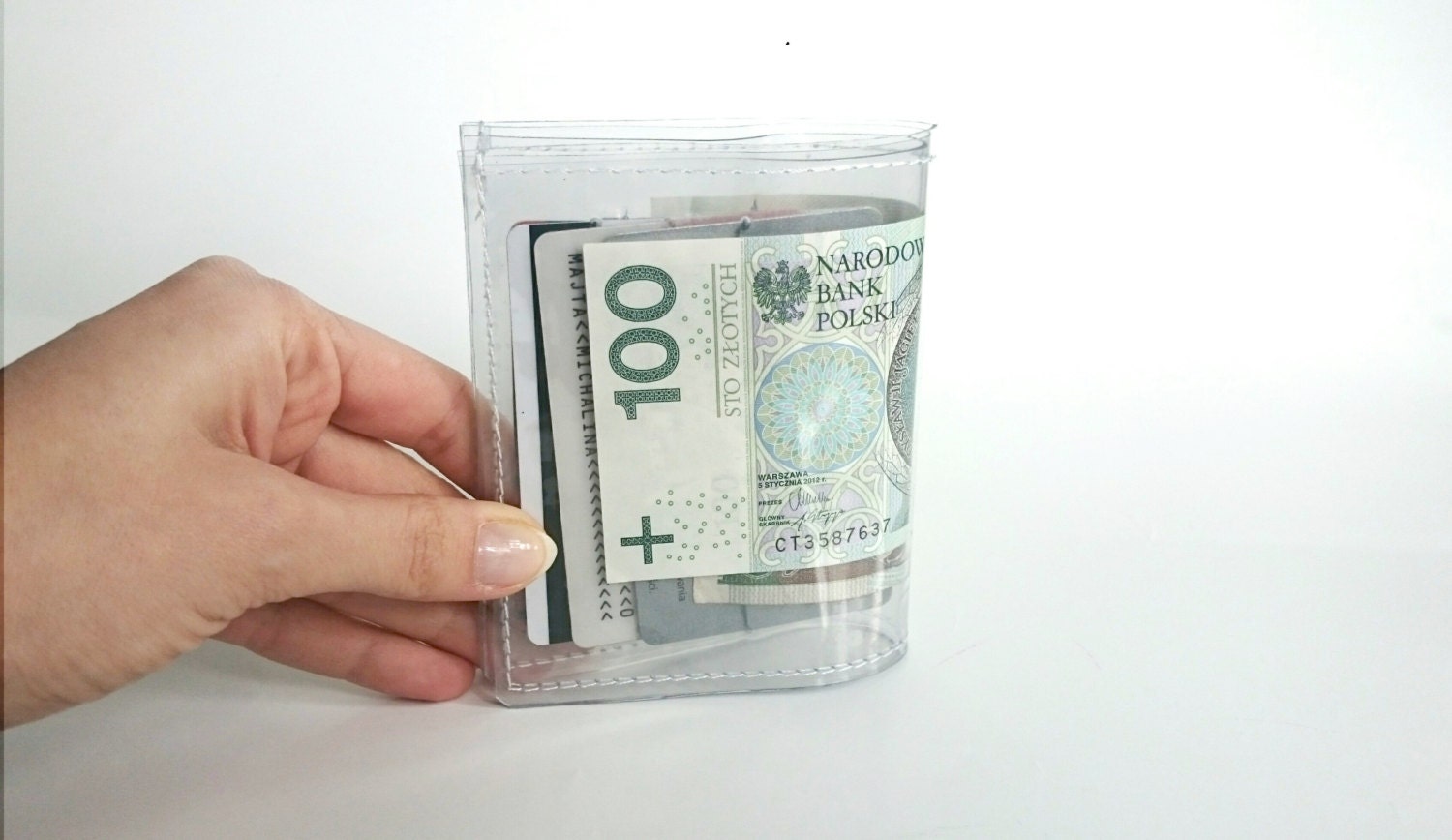 Mens wallet transparent wallet vegan wallet vinyl cashier