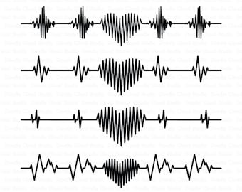 Heartbeat SVG, Heart svg, Cardiogram Heart SVG, Heart beat svg files for Silhouette Cameo and Cricut. Cardio Clipart PNG included