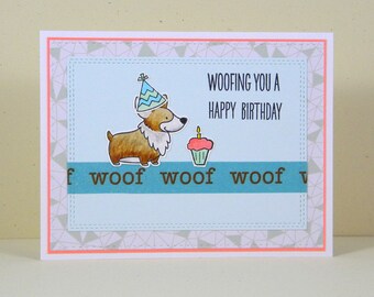 Corgi Birthday Card, Handmade Corgi Card, Corgi Greeting Card, Dog Birthday Card