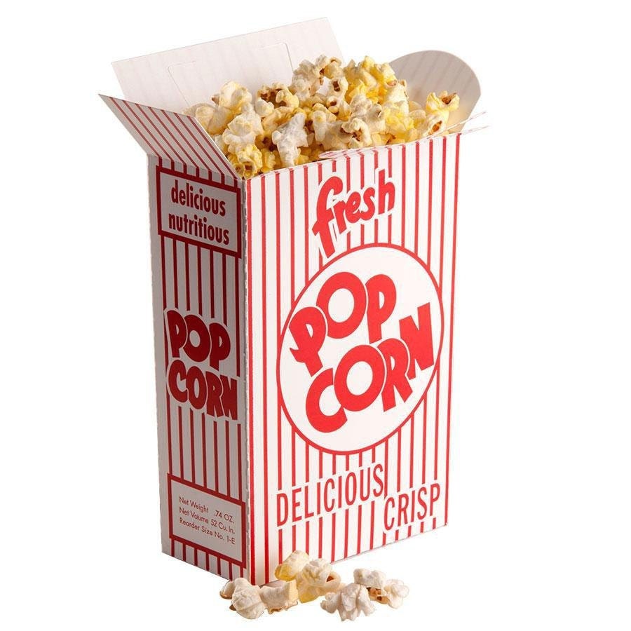 50 Retro Style Popcorn Boxes Red and White Resealble Top