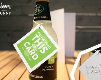 Did you want this or a card? - Set of 10 Green Hang Tags - Clever & funny alternative to greeting cards
