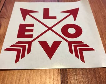 Love Decal with Crossed Arrows