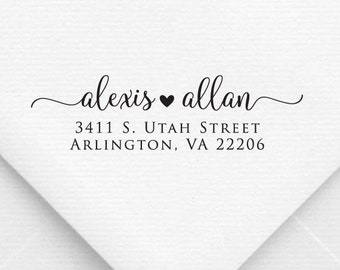 Return Address Stamp - Calligraphy & Handwriting Font. Handle or Self-Inking Return Address Stamp (8886)