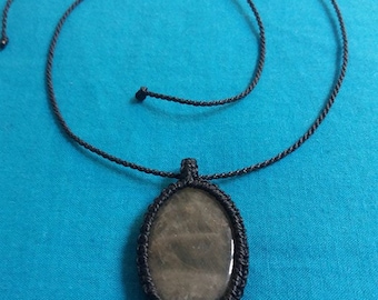 Macrame necklace and smoky quartz gemstone