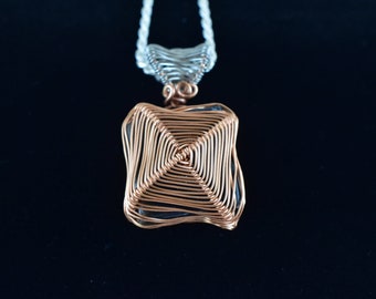 Woven Copper over Black Tiger's Eye ( aka Blue Hawk Eye )