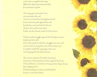 Sunflower poem | Etsy