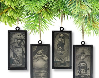 Haunted Mansion-Inspired Nightmare Before Christmas Stretching Portrait Halloween Ornaments-Set of (4) (Disney)
