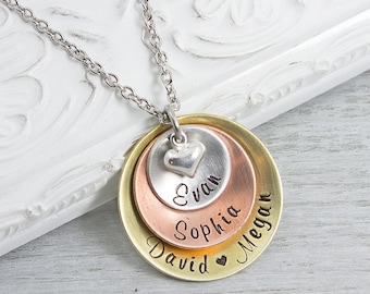 Personalized Jewelry - Mom Jewelry - Custom Name Necklace - Personalized Necklace - Hand Stamped Jewelry - Hand Stamped Mothers Necklace