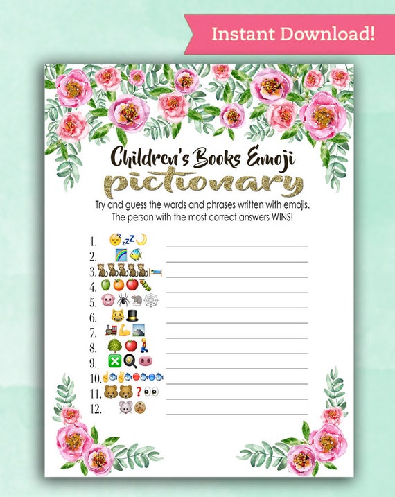 emoji baby pictionary shower Pictionary Baby Game Pictionary EMOJI Shower