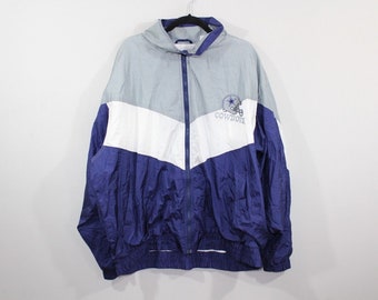 90s Carl Banks Dallas Cowboys NFL Football Spell Out Nylon Windbreaker Jacket Mens 3XL, Vintage Dallas Cowboys Jacket, Mens Jacket Blue Gray