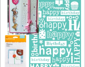Embossing folder Happy Birthday 5 x 7 by Cuttlebug - Universal machine compatible - card making and scrapbooking