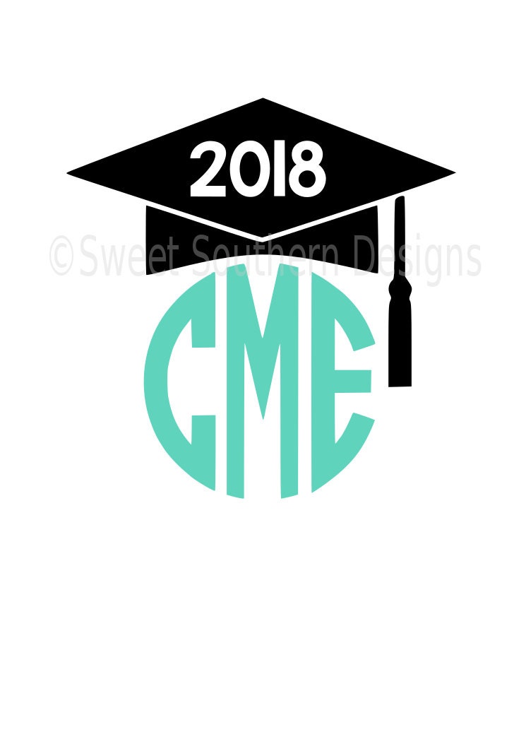 Download Monogram graduation cap 2018 SVG instant download design for