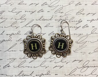 Vintage Typewriter Key Earrings