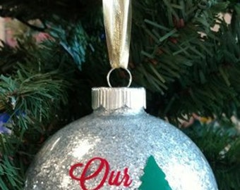 4" Personalized Our First Christmas Ornament, First Christmas Ornament, Couples Ornament, Glass Ornament, Personalized Ornament