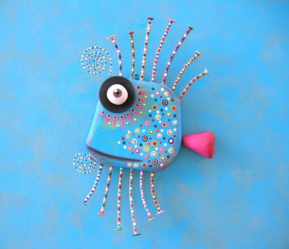 Blue Guppy MADE to ORDER Original Found Object Wall
